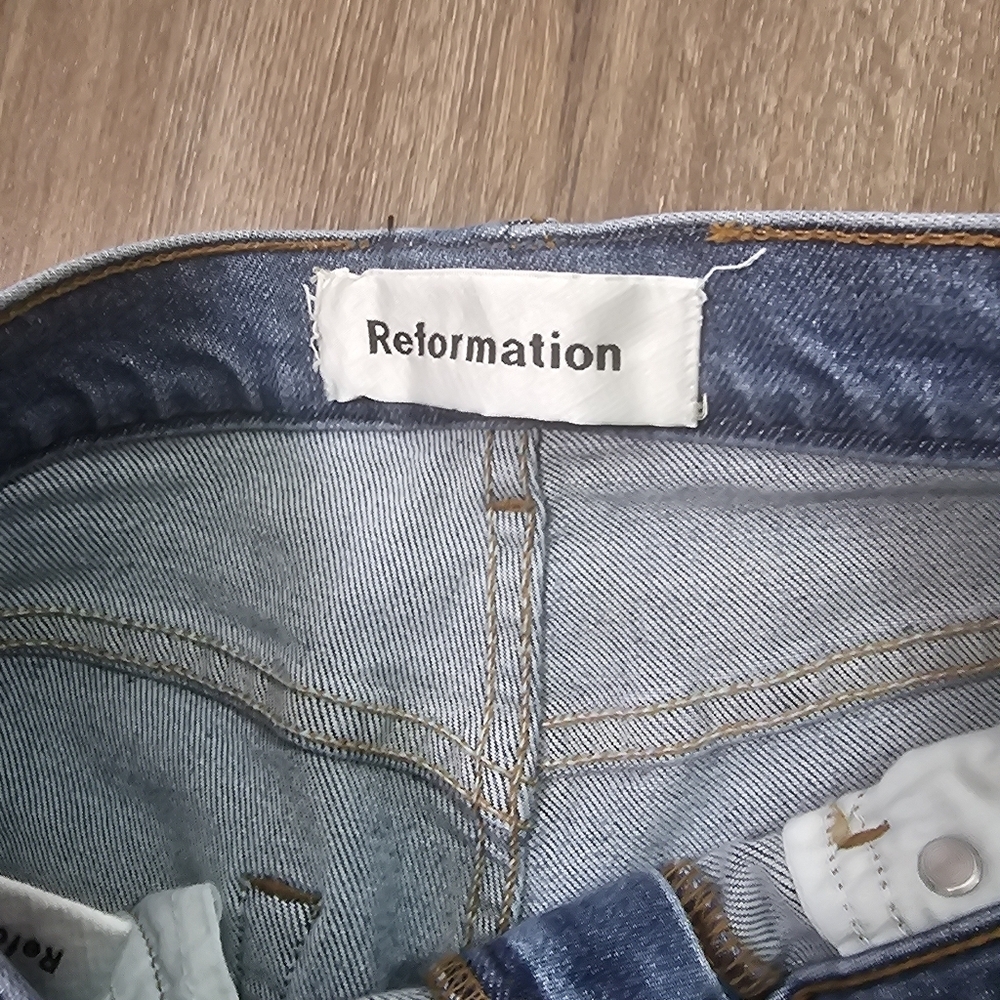 Reformation High Rise Skinny Distress Blue Jeans Sz 28 - Picture 11 of 14